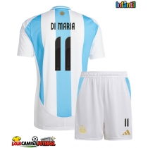Camisa de Futebol Argentina Angel Di Maria #11 Equipamento Principal Infantil Copa America 2024 Manga Curta (+ Calças curtas)